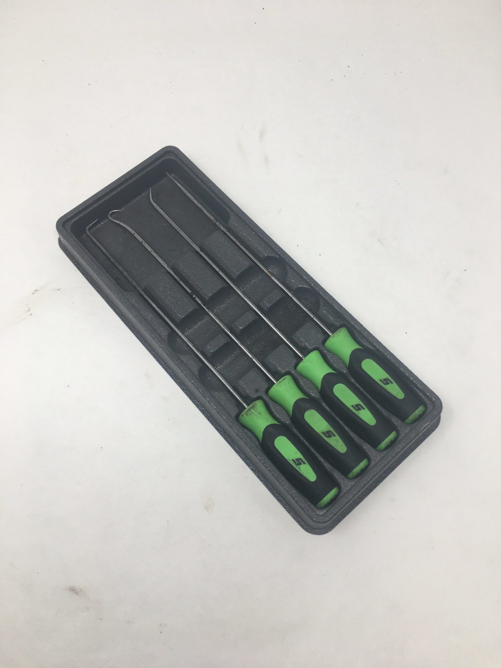 Snap-on SGLASA204CG 4-Piece Long Reach Pick & Awl Set - Green Cushion Grip Handles - Brand New Sealed